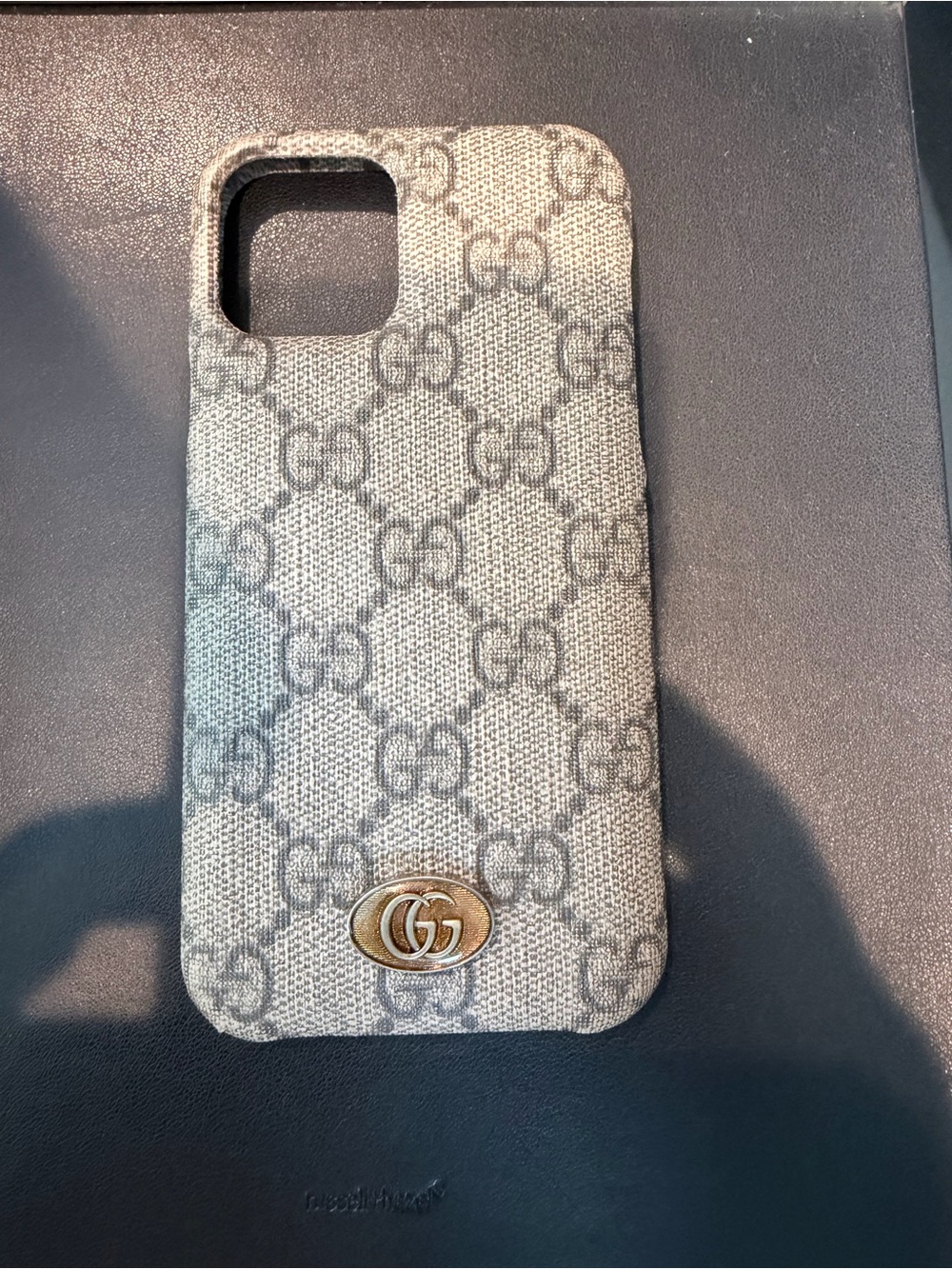 Gucci Beige GG Monogram Canvas iPhone Case with Gold Double G